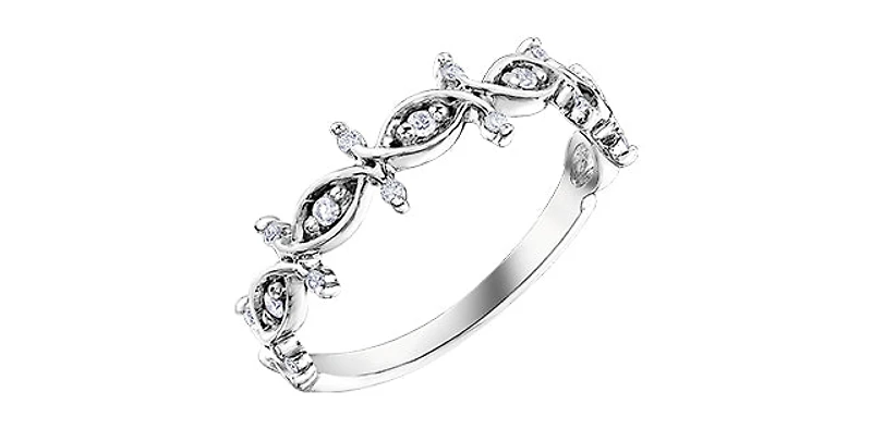 10K White Gold 0.11 cttw Diamond Ring - 4.5 /