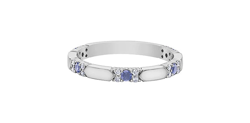 TRACKING - 10K White Gold Tanzanite & Diamond Ring, size 6.5