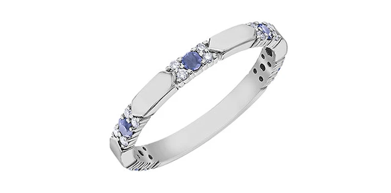 TRACKING - 10K White Gold Tanzanite & Diamond Ring, size 6.5