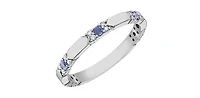 TRACKING - 10K White Gold Tanzanite & Diamond Ring, size 6.5