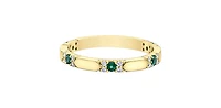 10K Yellow Gold Genuine Emerald & 0.13cttw Diamond Ring / Band - 4.5
