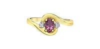 10K Yellow Gold Pink Tourmaline and Diamond Ring - 4.5