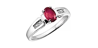 10K White Gold Ruby & Diamond Ring