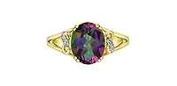 10K Yellow Gold Mystic Topaz & Diamond Ring