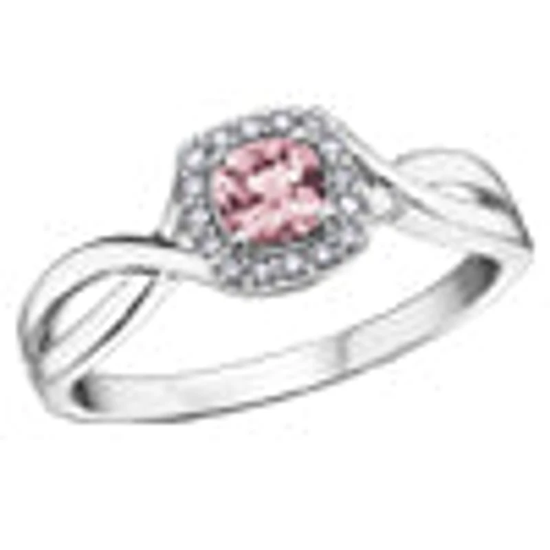 10K White Gold Pink Tourmaline and Diamond Ring - 4.5
