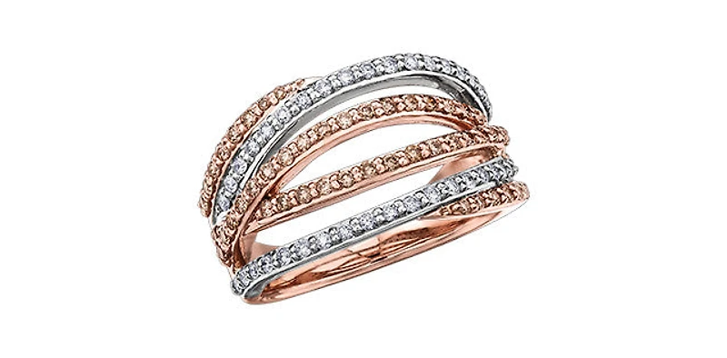 10K White & Rose Gold 0.66cttw White Diamond & Brown Diamond Ring