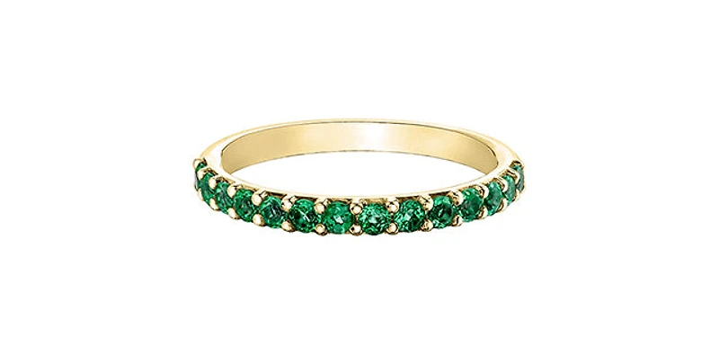 10K Yellow Gold Created Emerald Ring