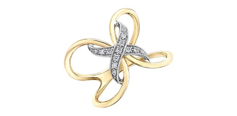 10K Yellow & White Gold 0.09cttw Diamond Ring