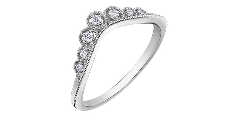 10K White Gold Diamond Wedding Ring - 4 /