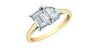 14K Yellow and White Gold 1.02ttw Emerald Pear cut Lab Grown Diamond Ring - 4 /