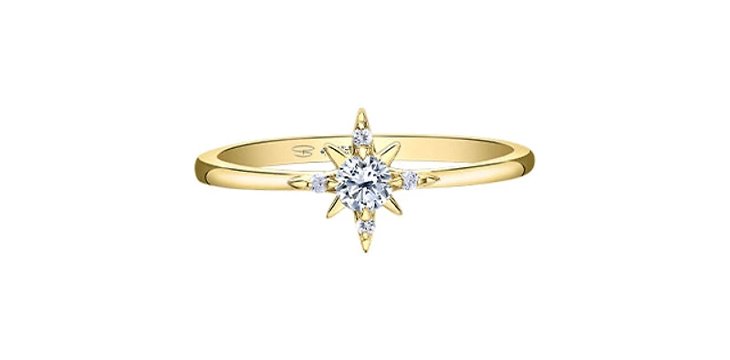 14K Yellow Gold 0.16cttw Canadian Diamond Star Ring - 4.5