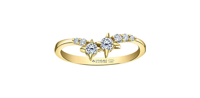 14K Yellow Gold 0.25cttw Canadian Diamond Shooting Star Ring - 4.5