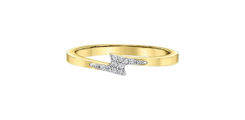 10K Yellow Gold 0.04cttw Diamond Lightning Bolt Ring - 4.5