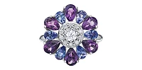 10K White Gold Amethyst, Tanzanite & Diamond Ring - 4.5