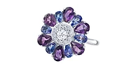 10K White Gold Amethyst, Tanzanite & Diamond Ring - 4.5