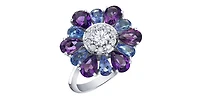 10K White Gold Amethyst, Tanzanite & Diamond Ring - 4.5