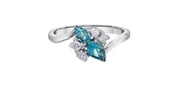 10K White Gold Blue Topaz and 0.25cttw Diamond Ring - 4.5