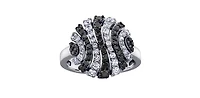 10K White Gold 0.86cttw Diamond & Black Diamond Ring - 4.5