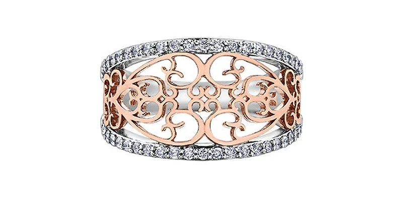 10K White & Rose Gold Diamond Ring