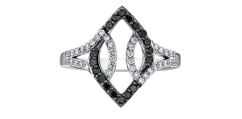 10K White Gold 0.37cttw White & Black Diamond Ring
