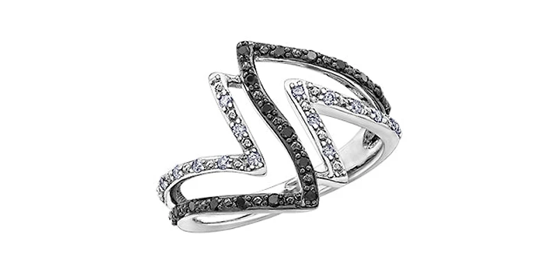 10K White Gold 0.25cttw White & Black Diamond Ring