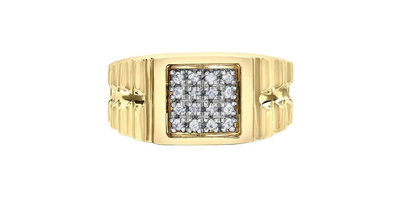 10K Yellow Gold 0.25cttw Diamond Gents Ring, 10 - /