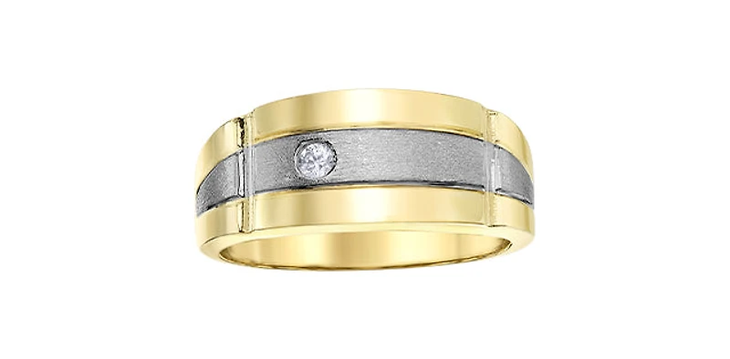 10K Yellow Gold 0.07cttw Diamond Gents Ring, size 10 - 7.5