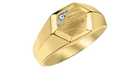 10K Yellow Gold 0.01cttw Diamond Signet Ring, Unisex