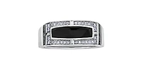10K White Gold Onyx 0.25cttw and Black Diamond Ring - /