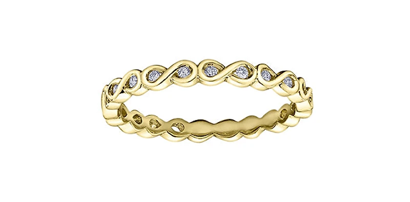 10K Yellow Gold 0.075cttw Diamond Infinity Ring