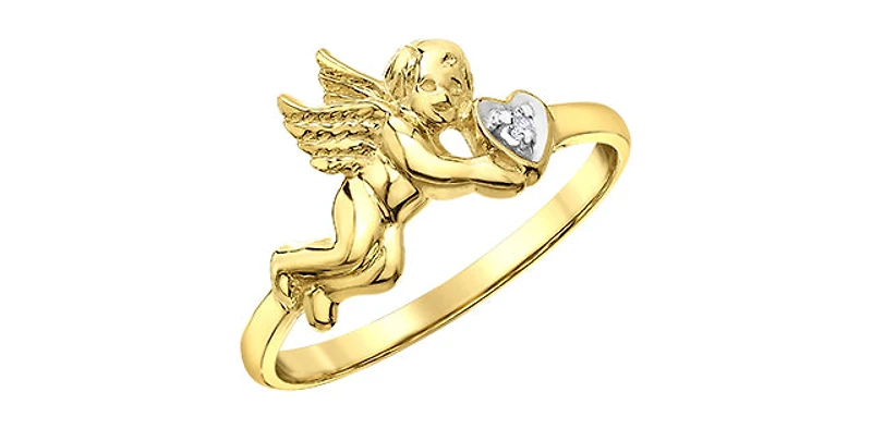 10K Yellow Gold 0.01cttw Diamond Cupid Ring - 4.5