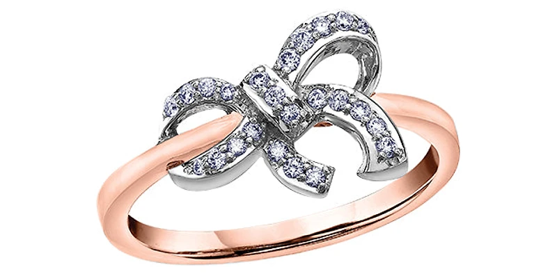 10K Rose Gold 0.014cttw Diamond Bow Ring