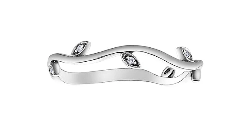 10K White Gold 0.02cttw Diamond Vine Band