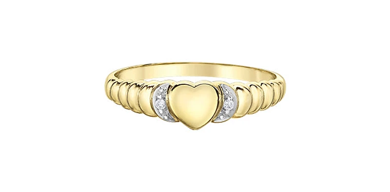 10K Yellow Gold 0.013cttw Diamond Signet Ring, size 6.5 - 4.5