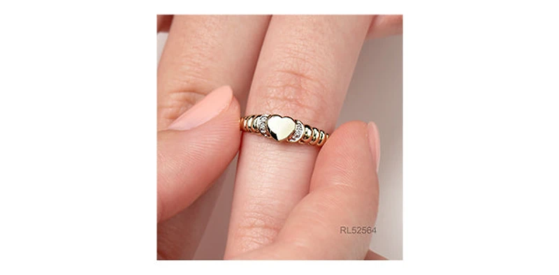 10K Yellow Gold 0.013cttw Diamond Signet Ring, size 6.5 - 4.5