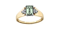 10K Yellow and White Gold Prasiolite / Green Amethyst and Diamond Ring