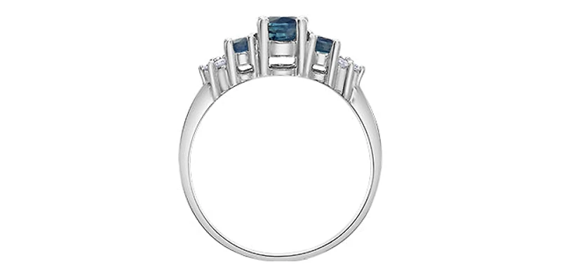 10K White Gold Sapphire and Diamond ring - yellow gold / 4
