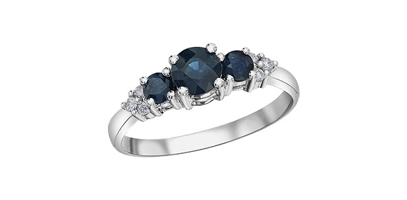 10K White Gold Sapphire and Diamond ring - yellow gold / 4