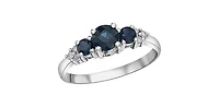 10K White Gold Sapphire and Diamond ring - yellow gold / 4