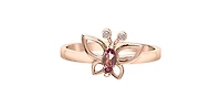 10K Rose Gold Pink Tourmaline and Diamond Butterfly Ring - 4.5