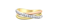 10K Tri Tone Gold 0.15cttw Diamond Ring