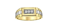10K Yellow and White Gold Diamond Gents Ring