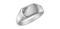 10K White Gold 0.007cttw Diamond Signet Ring - /