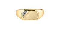 10K Yellow Gold 0.007cttw Diamond Signet Ring for Men, - /