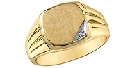 10K Yellow Gold 0.01cttw Diamond Men's Signet  Ring, size 9