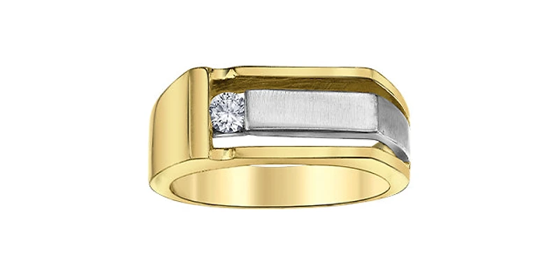 10K yellow and White Gold 0.197ct Canadian Diamond Satin Finish Ring - 4