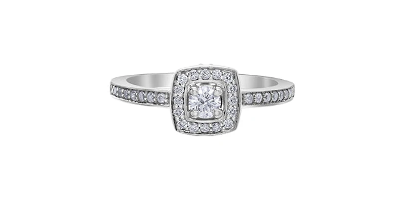 10K White Gold 0.40cttw Canadian Diamond Engagement Ring, Size 6.5