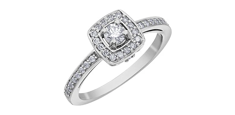 10K White Gold 0.40cttw Canadian Diamond Engagement Ring, Size 6.5