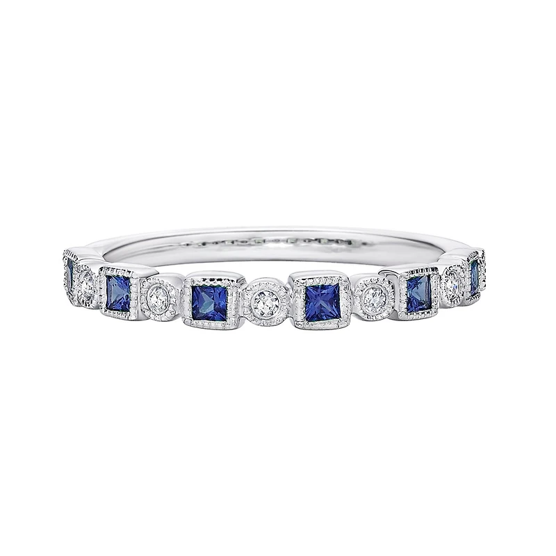 10K White Gold Sapphire & diamond band - 4.5