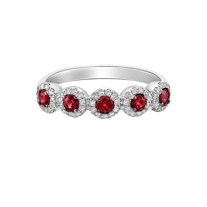 14K White Gold Ruby ring with diamonds